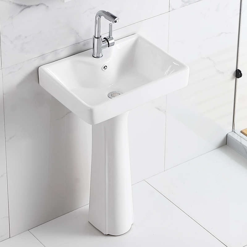 家用洗脸盆简易立柱盆一体式陶瓷洗手盆小户型落地式卫生间洗面盆
