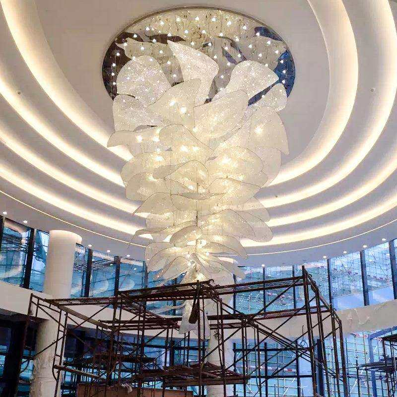 轻奢现代简约圆形水晶花瓣吊灯 酒店别墅KTV大堂工程楼梯水晶灯具