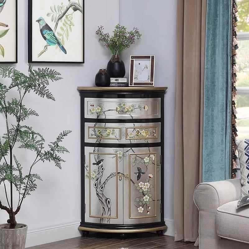 美式角柜墙角三角形新式客厅彩艺术角落置物架绘转角中储DKD拐物