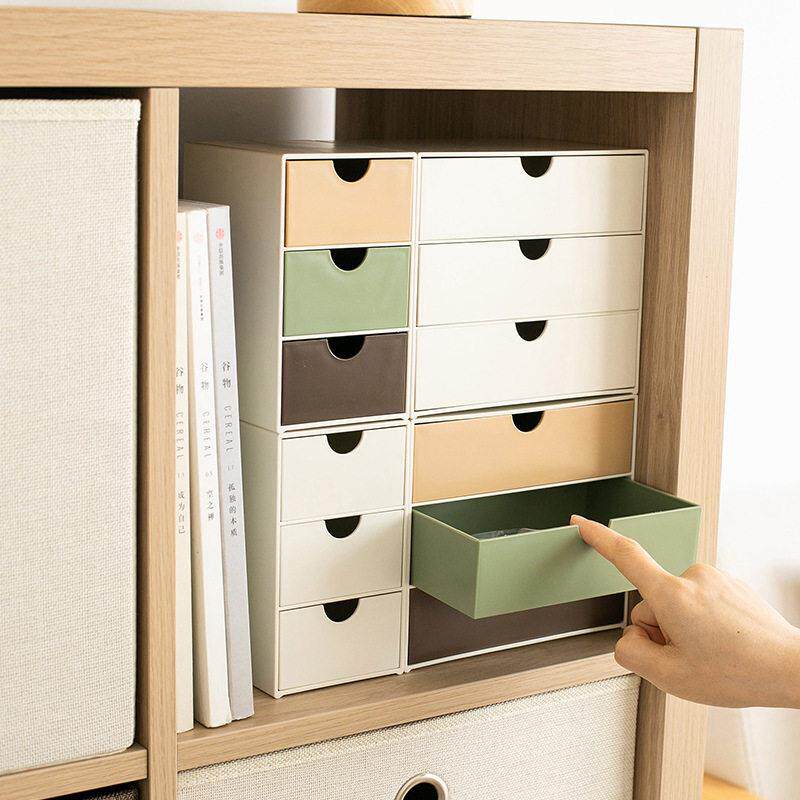 迷你桌面抽屉式收纳盒学生办公室台面文具分类储物盒桌上多层小柜
