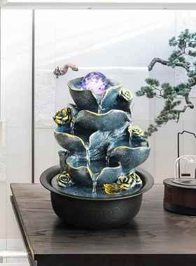 流水摆件循环水喷泉客厅茶几招财风水轮办公室桌面生财风水球装饰