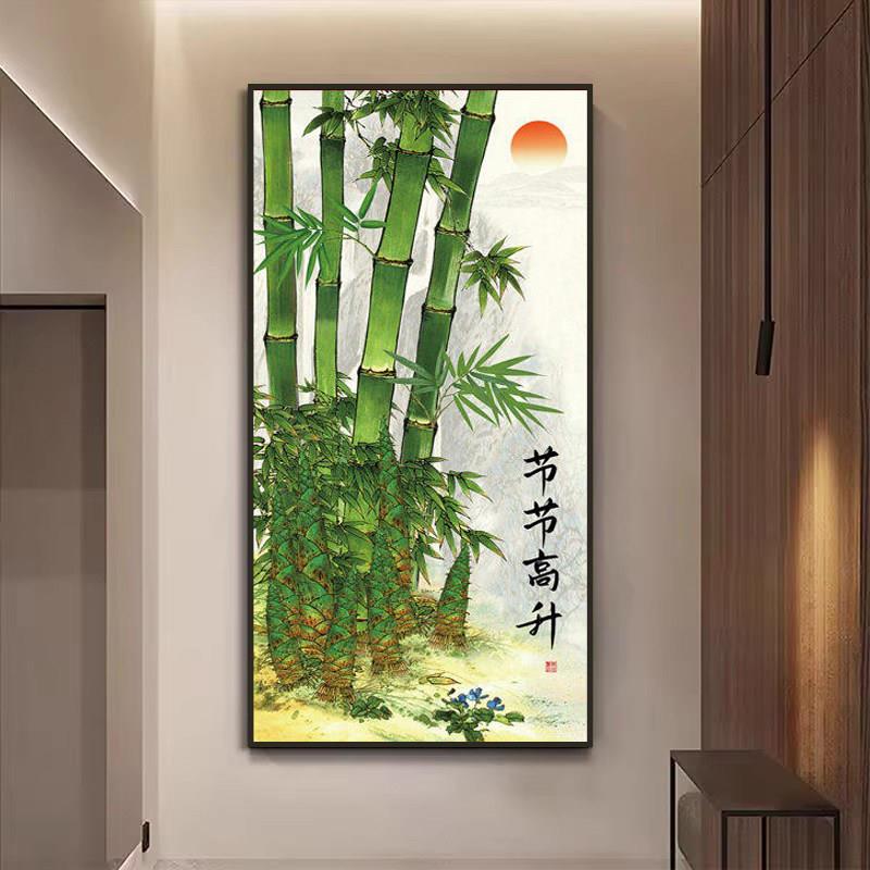 竹子装饰画玄关客厅竹报平安过挂画走廊壁画中式道新招财现代镇宅