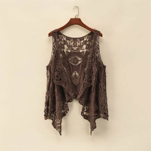 Women Open Front Crochet Bohemian Hippie Butterfly Vest