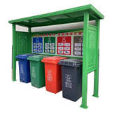 现货垃圾分类亭批发户外防雨收集箱四分类垃圾分类架不锈钢垃圾屋