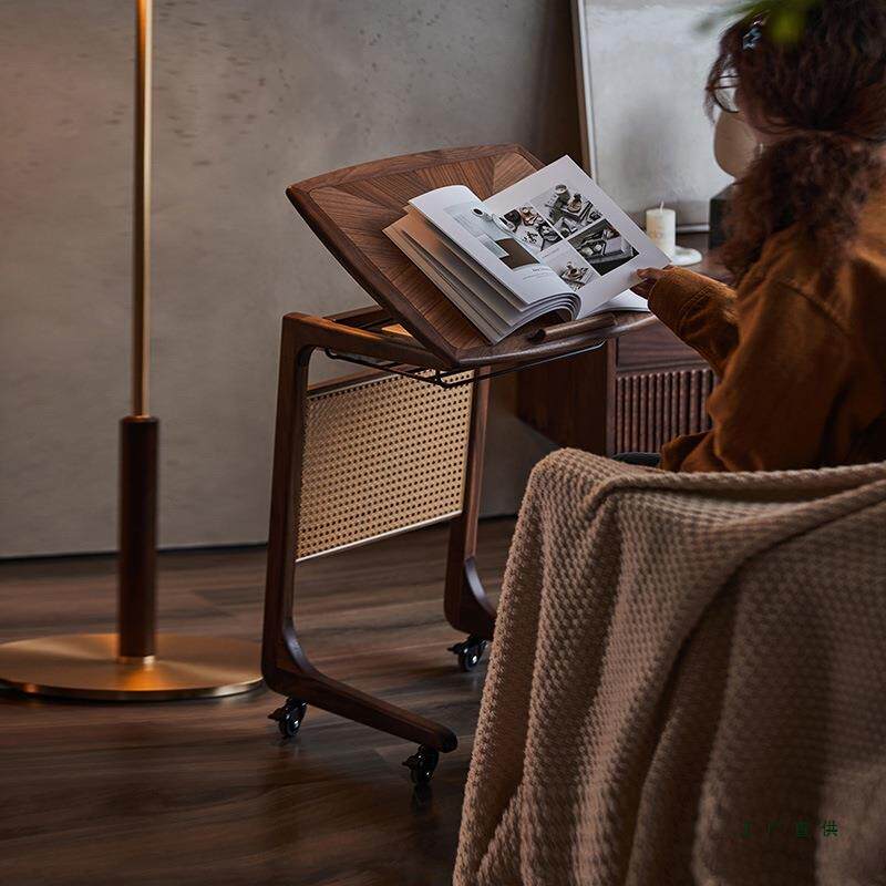 扫地机器人置物架可移FTU边几实木云站收纳鲸柜基沙动发边柜小边