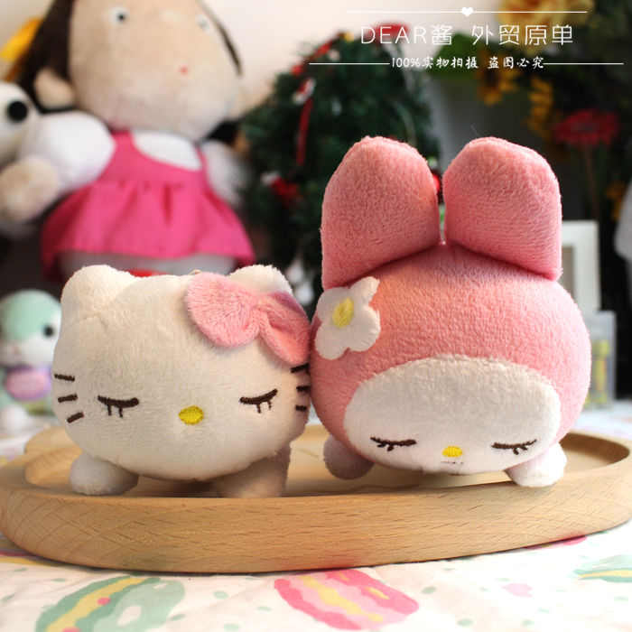 日系原单 趴姿睡颜毛绒玩偶凯蒂猫美乐蒂毛绒娃娃 挂件 吊饰 娃娃