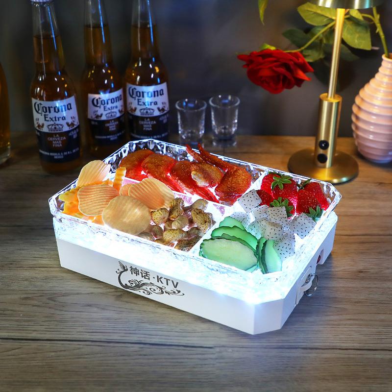 酒吧发光亚克力冰纹果盘碟架KTV夜场派对会所新款果盘零食干果碟