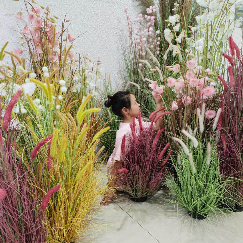 仿真狗尾草风铃花盆栽造景绿植室内造景菖蒲草芦苇草毛毛虫草