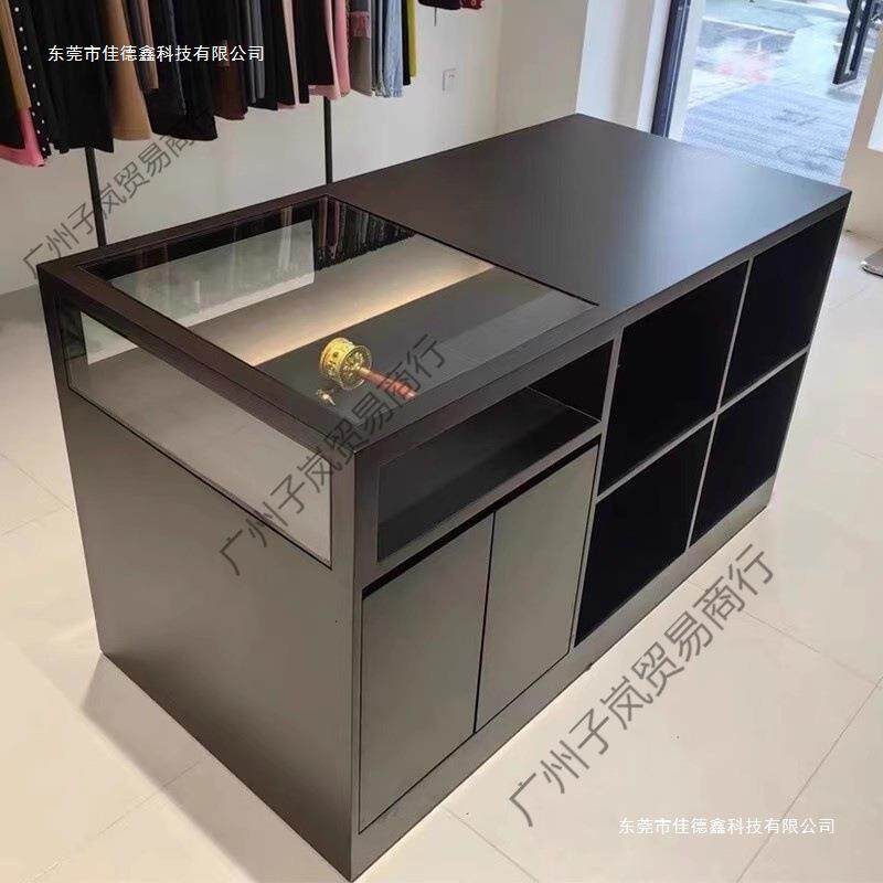 服装店中岛柜带玻璃摆件展示台烤漆收银台陈列展示台产品展示桌