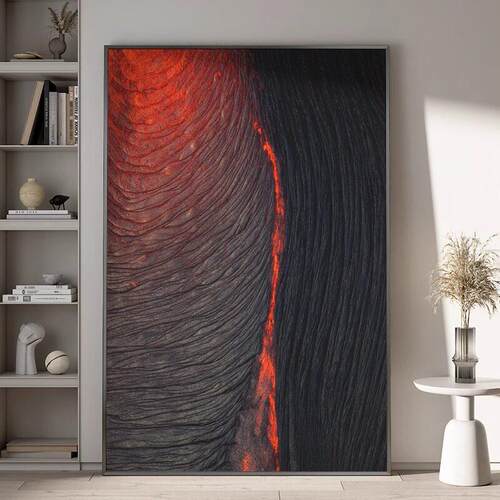 现代轻奢艺术高级肌理感红色抽象挂画 画客厅沙发背景墙黑色沙发