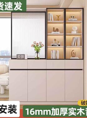 yhu实木玄关柜鞋柜一体靠墙屏风隔断客厅小户型置物柜入户收纳储