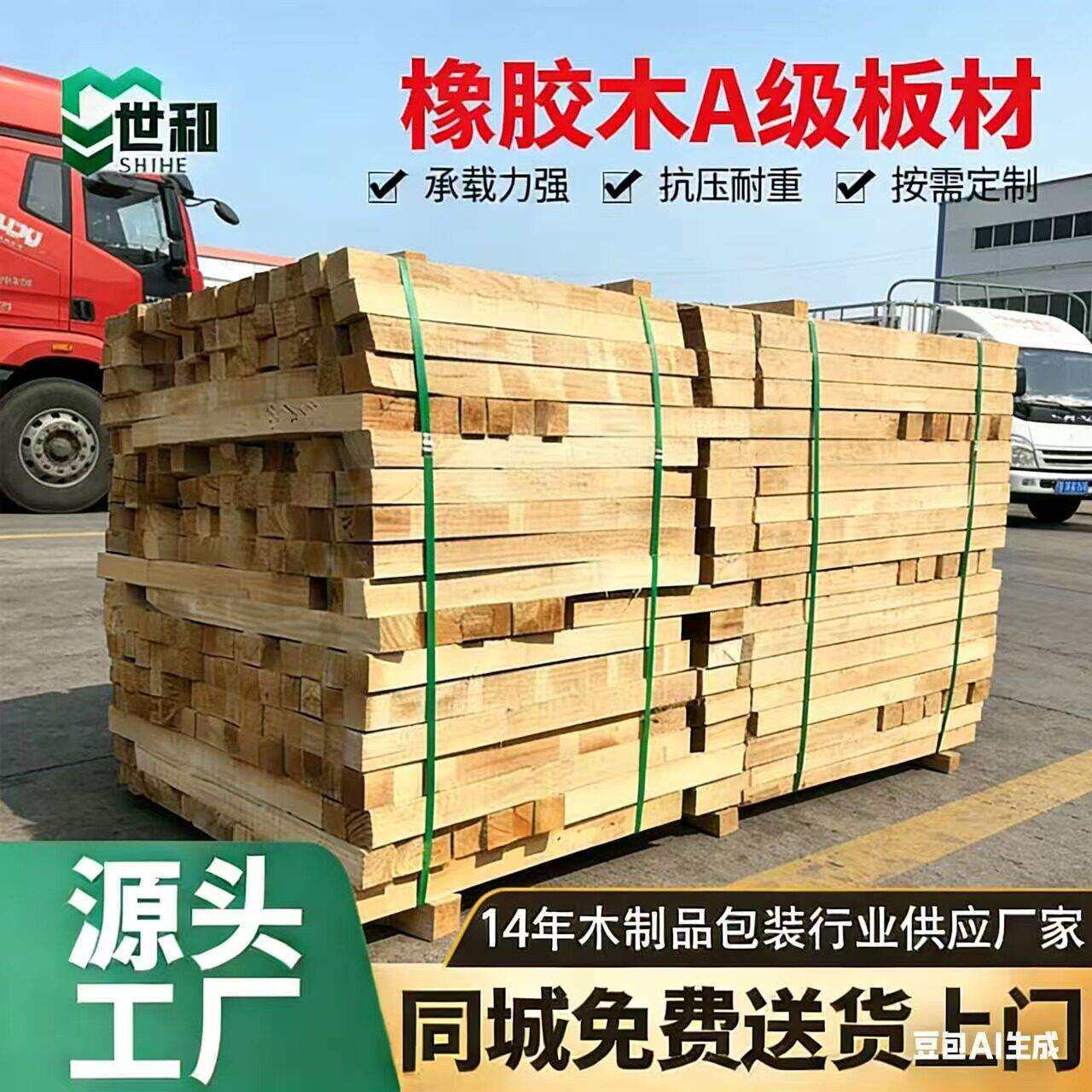 海南橡胶木工厂环保无节疤木方烘干实木避芯方条家具木板