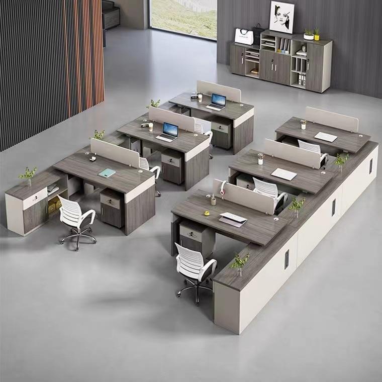 职员办公合桌简约现代屏风4/6双人员位桌椅组VWS财务室家具工工作