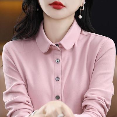 法式设计感小众叠穿德绒衬衫女秋冬新款保暖内搭洋气翻领打底衬衣