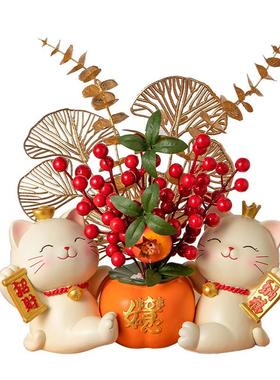 齐府猫事事如意摆件入户乔迁新居之喜家居装饰品客厅新房开业