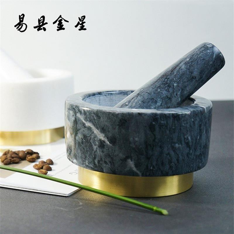 铜底大理石捣蒜罐器咖啡豆研磨器石臼家用厨房蒜泥器源头厂家