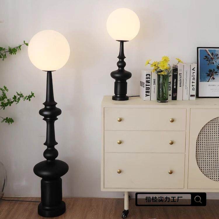 意大利复古罗马柱落地灯客厅沙发北欧轻奢卧室中古高级感床头台灯