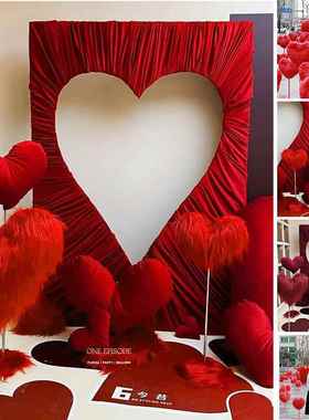 大红色情人节爱心摆件网红节日装饰置景美陈店铺商场打卡点背景墙