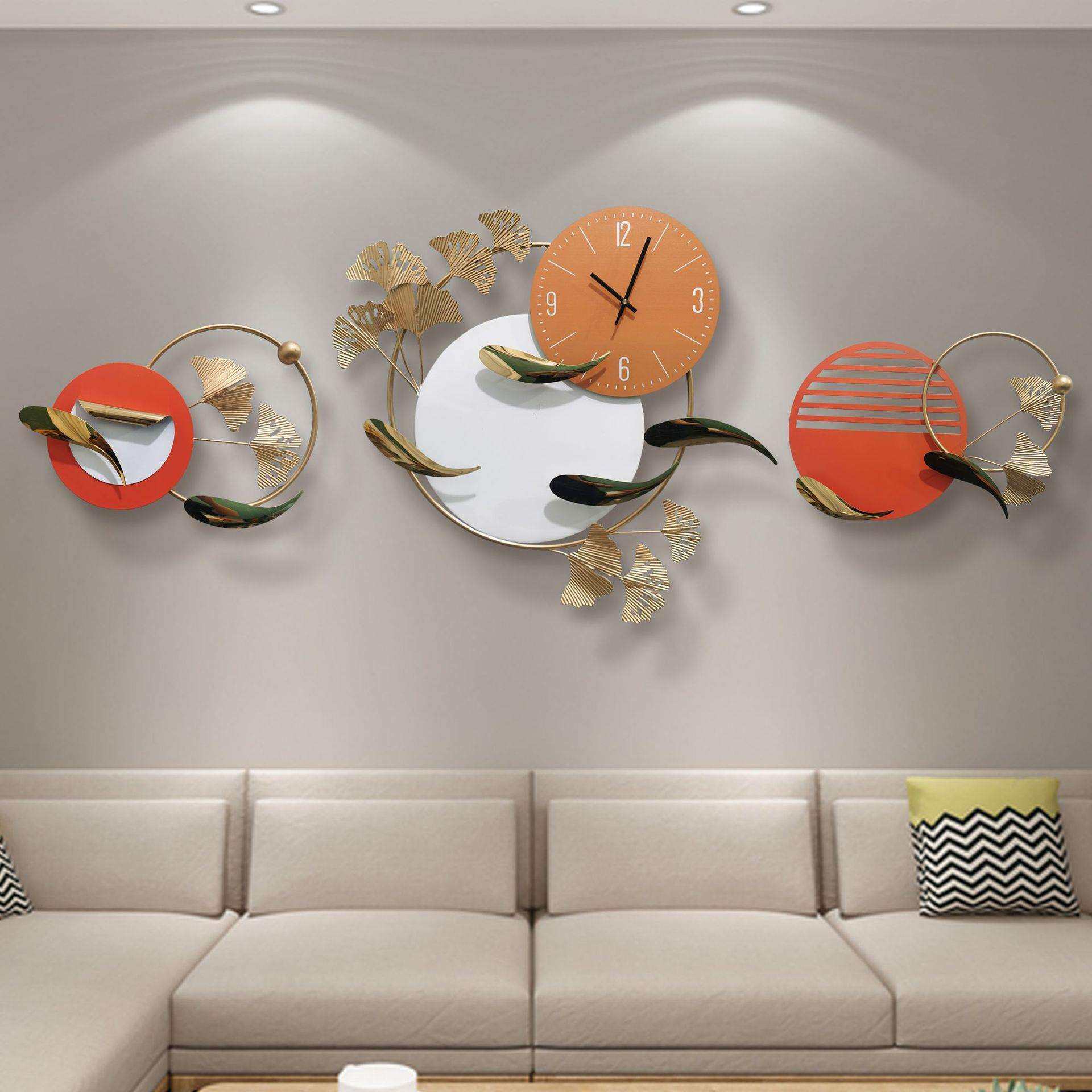 铁艺壁挂钟表wall decor colck 静音鱼壁挂钟现代风格简约
