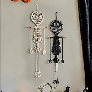 饰壁挂 新款 圣诞节装 饰手工编织挂毯 骷髅头挂件万圣节壁饰家居装