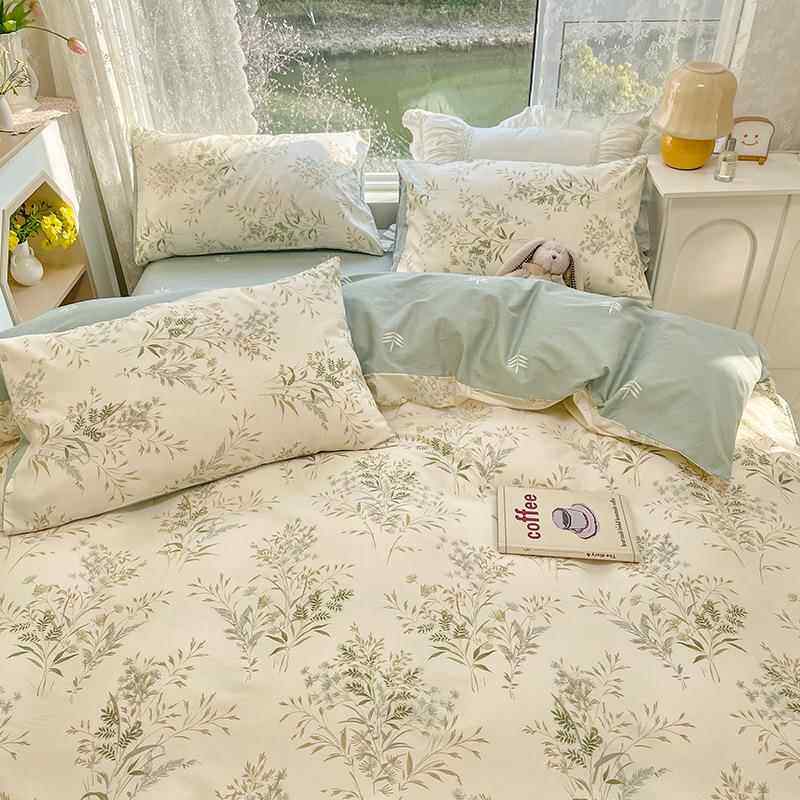 清套新南通床上四件全棉纯棉秋冬小床品被被套罩床单GVC三件套床