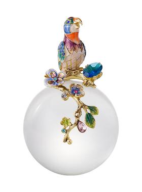 新款圣式朗伦轻奢珐琅彩摆件水晶玻璃球新业电视柜办公室中饰品开