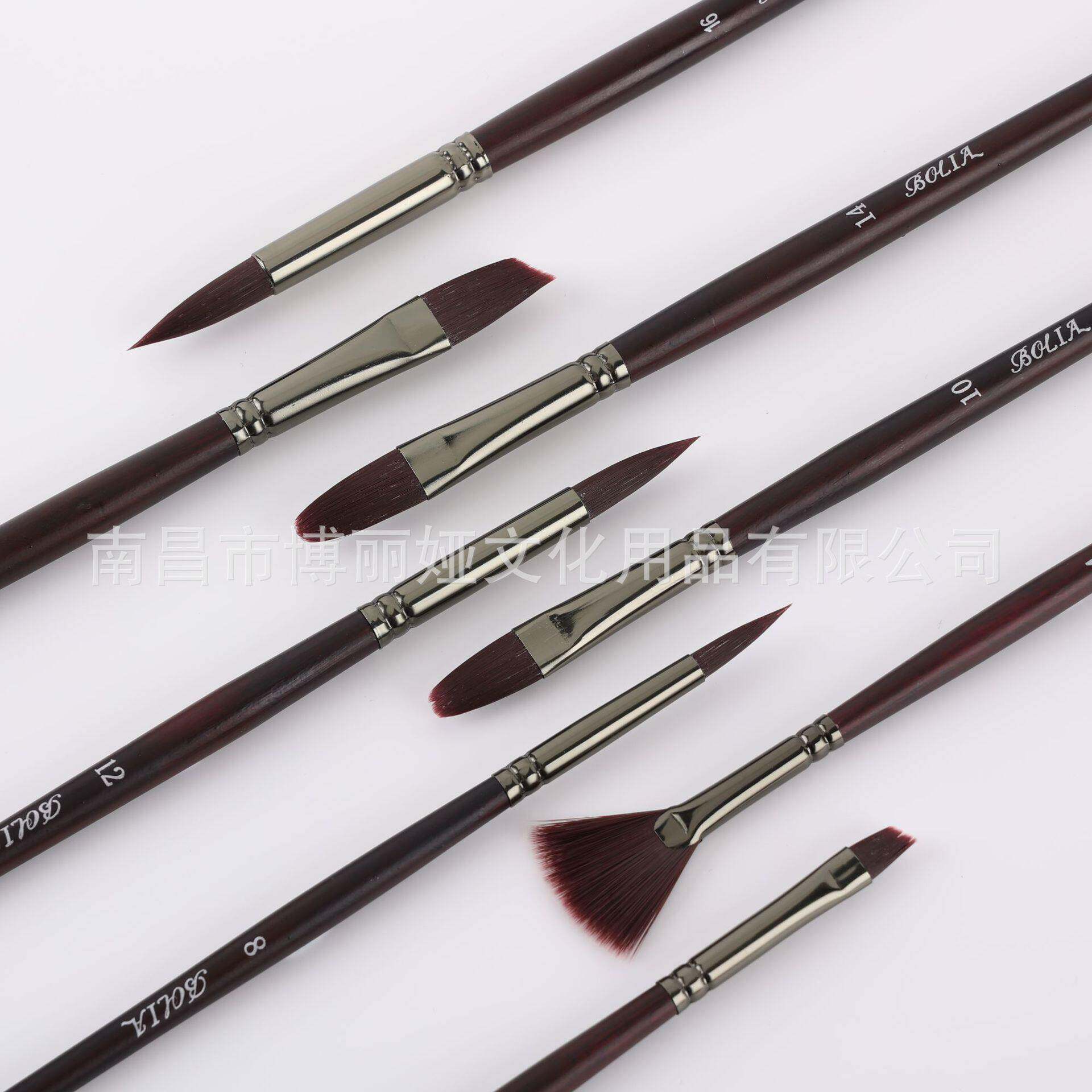 亚马逊热卖24支尼龙毛画笔套装银灰杆笔帘油画笔水粉水彩画笔刷