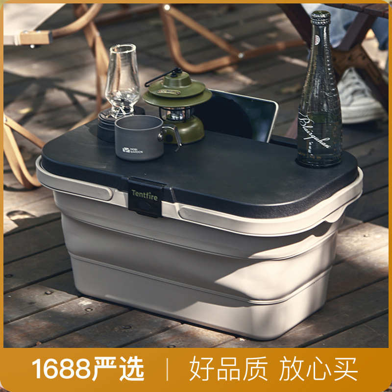 春游踏青手提篮批发 便携折叠水桶 ins网红户外折叠野餐篮