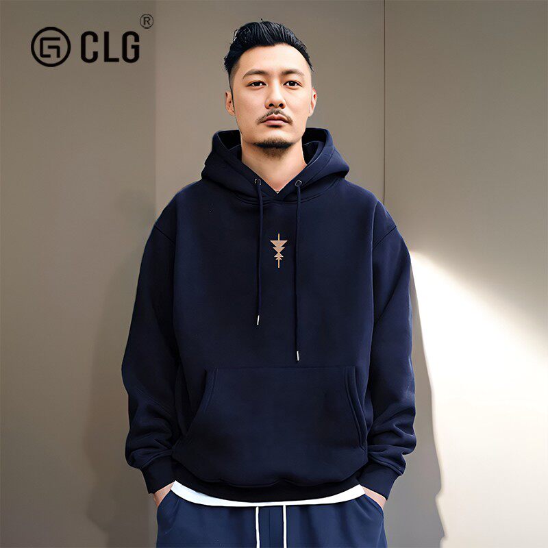 香港CLG潮牌余文乐卫衣创意红色连帽时尚秋冬季宽松百搭情侣外套