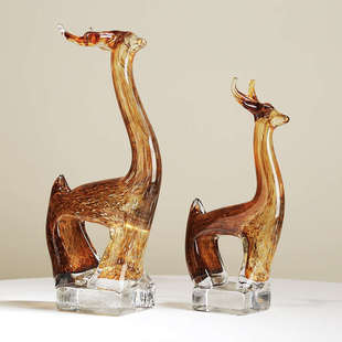 饰 琉璃麋鹿招财轻奢摆件现代客厅艺术样板间玄关酒店酒柜电视柜装