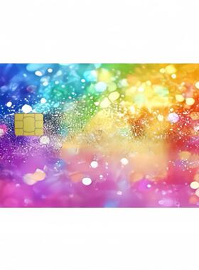 跨境2025新款满天星渐变紫色闪光灯装饰创意的信用卡借记贴纸皮肤