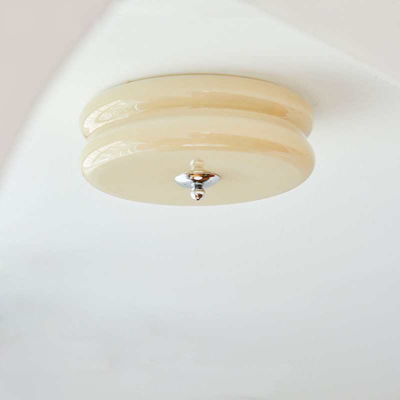 中古法式北欧简约奶油吸顶灯美式卧室过道玄关氛围玻璃灯厂家批发