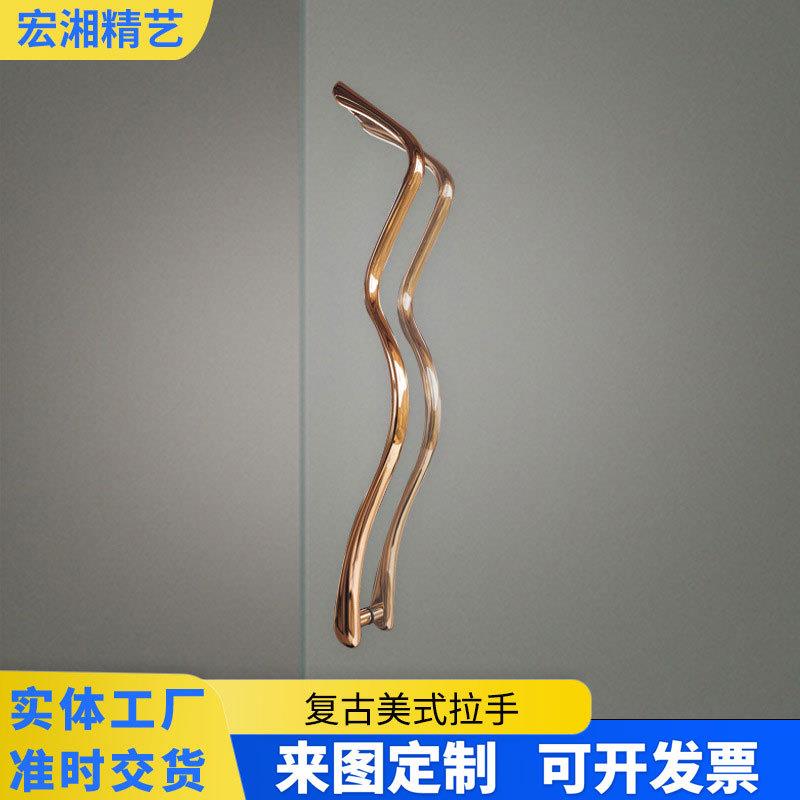 铝合金复古美式金色衣柜门拉手简约高档黑色橱柜抽屉鞋柜子长把手