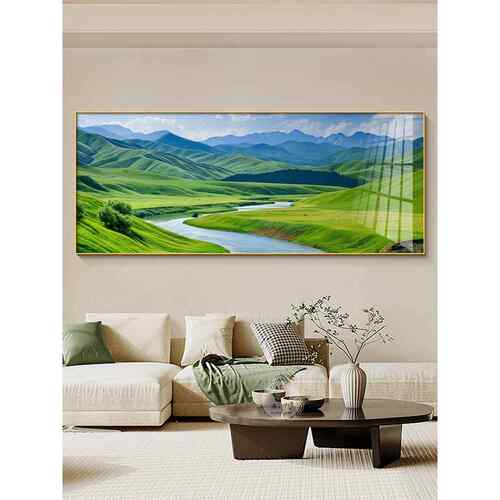 绿水青山大白墙客厅挂画现代简约沙发背景墙装饰画远兴山水画