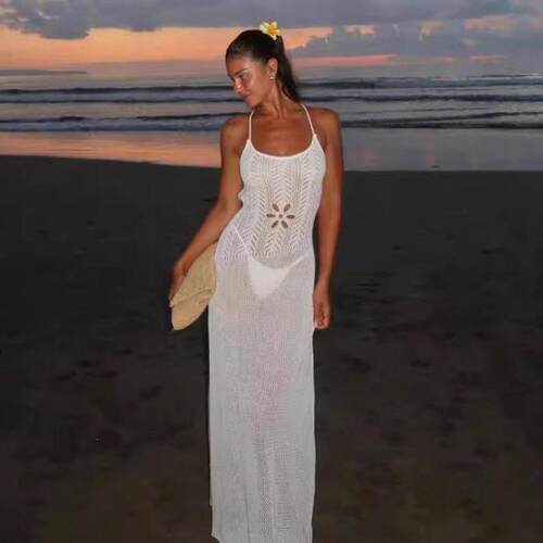 Sexy Tight Strap Beach Skirt Open Back Dress
