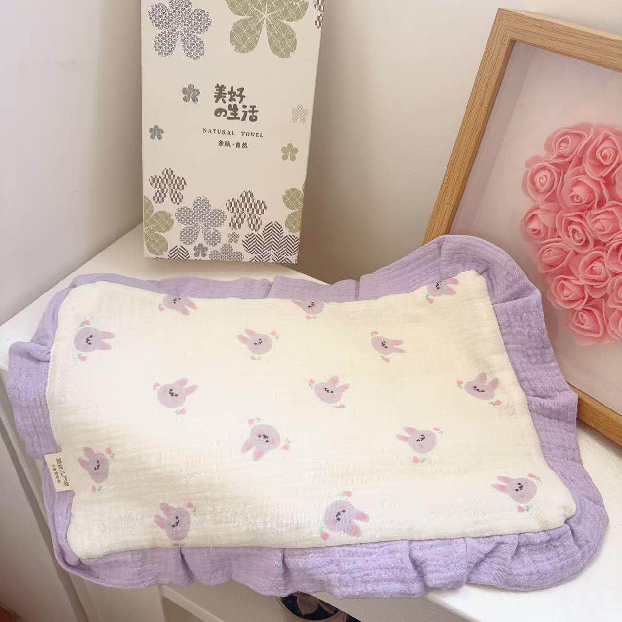 婴儿方形片枕加棉纱布加厚婴幼儿枕头0到6个月宝宝吸汗透气云片枕