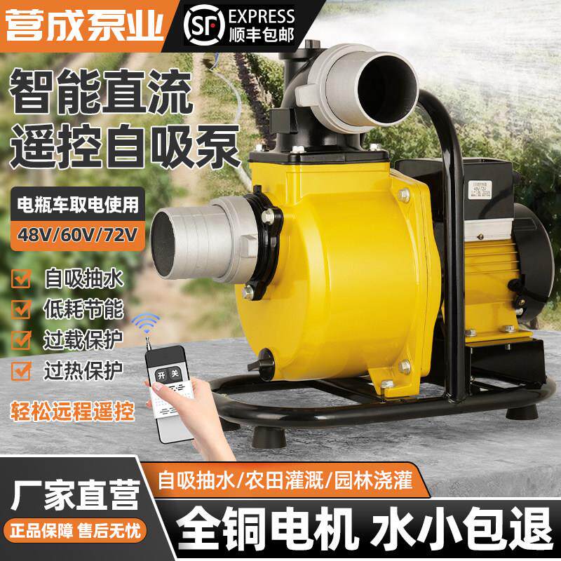 永磁变频无刷电动车直流自吸泵48V60V72V大流量充电抽水泵电瓶车