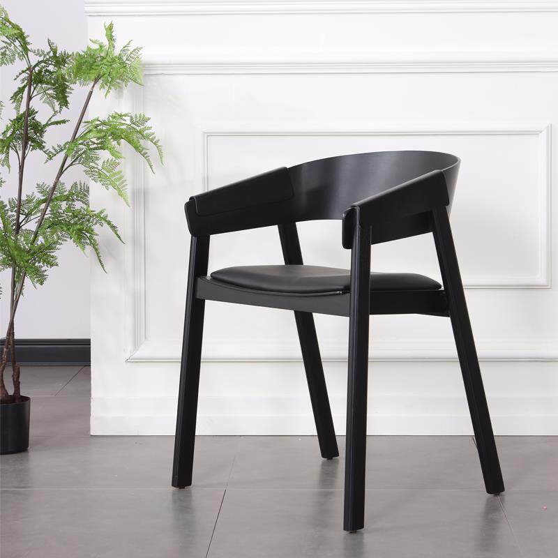 高档实木休现闲餐椅北欧会客椅子时尚全代创简约会议椅家用白意橡