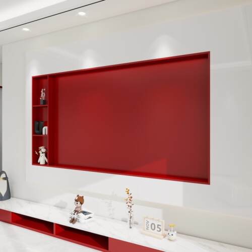 定制不锈钢电视壁龛全国仅此一家莫兰迪多巴胺色系钢板柜铝板柜