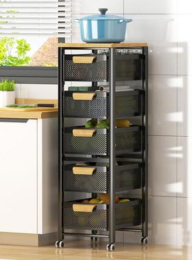 夹KYK缝储架置物架落地房收纳架家蔬菜厨用品多物层小居推车调料