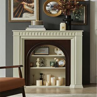 法式奶油风实木壁炉装饰柜复古客厅入户边柜网红壁炉摄影壁炉架