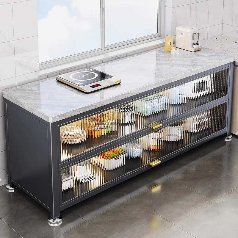 厨房置物架落地多层岩板餐边柜收纳储物柜多功能靠墙一体碗橱柜子,厨房/烹饪用具,厨房抽屉置物架,淘宝优惠券,粉丝福利购,淘宝优惠卷