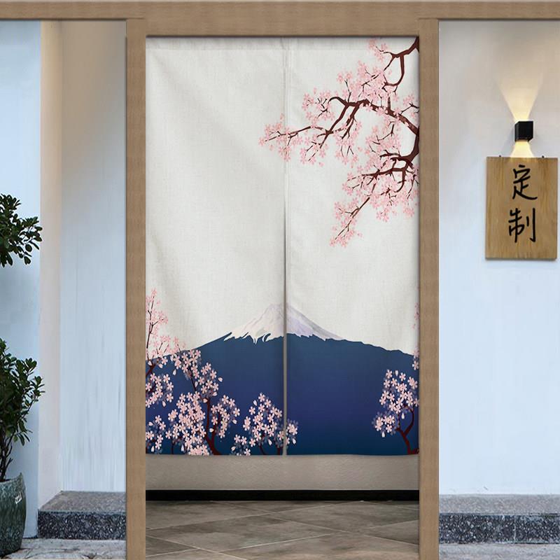 日式和风厨房布门帘半截隔断帘遮挡家用卧室客厅卫生间半帘免打孔