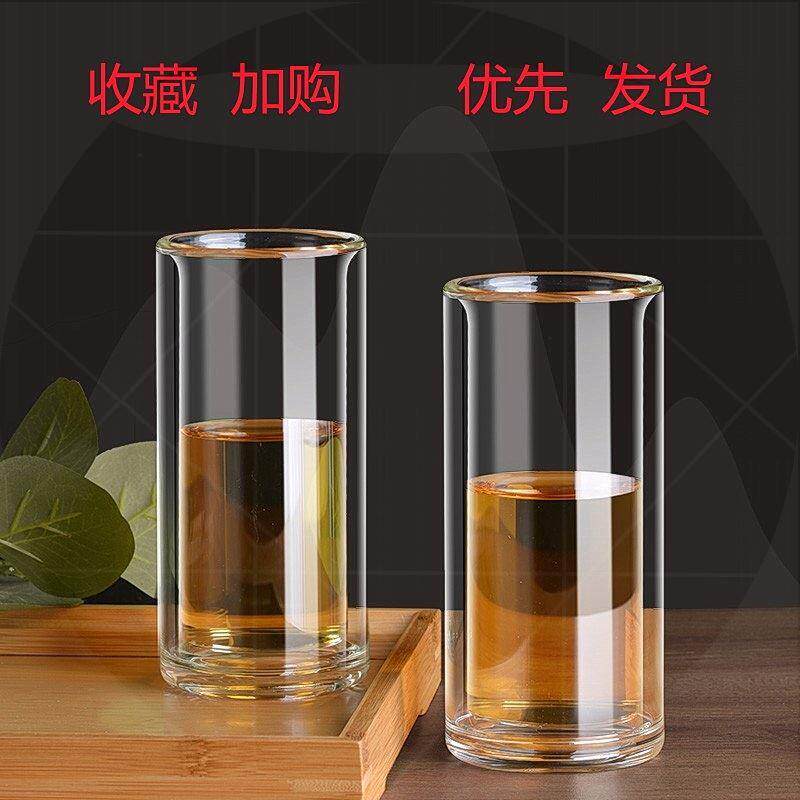 玻璃双层杯无盖耐高温家用玻璃水杯加厚隔热牛奶杯定制logo直升杯
