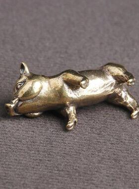 Pure Brass Piggy Transport Keychain Pendant Zodiac Pig Deskt