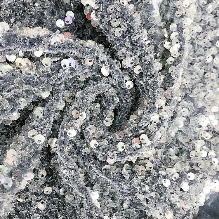 新款直销秋冬不倒绒5mm立体泡沫绣 刺绣珠片蕾丝亮片绣花礼服面料