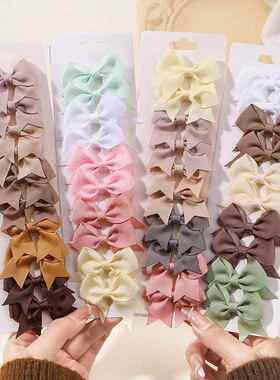 10Pcs/lot Solid Color Ribbon Baby Bows Hair Clips for Baby