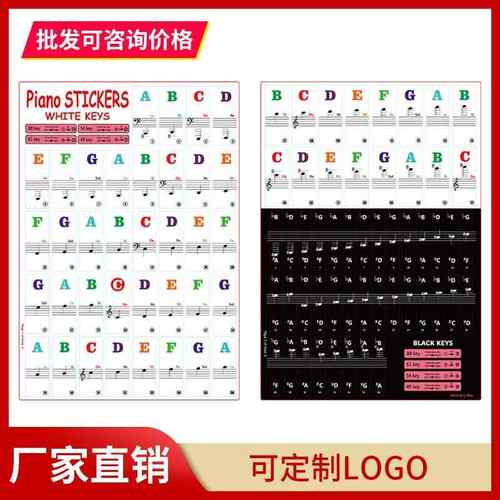 88/6154/49键钢琴键盘贴纸电子琴贴五线谱简谱手卷钢琴儿童音准贴