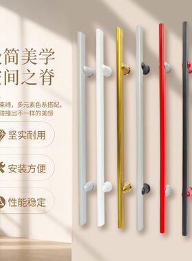 不锈钢拉手红色方圆极简玻璃门把手独特设计极细方管大门木门把手