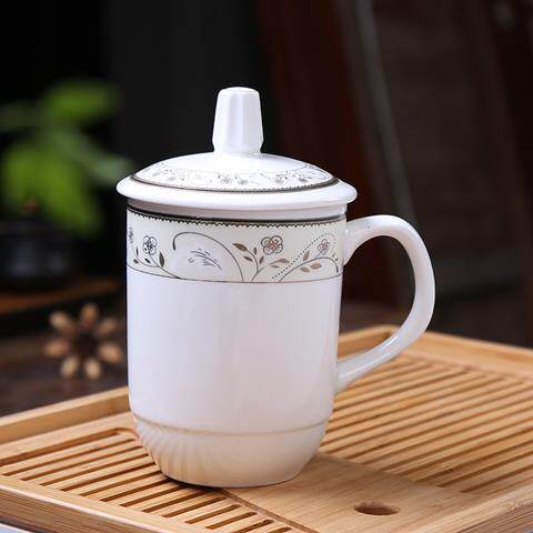 陶瓷茶杯带盖子办公室会议杯个人专用杯子家用喝水杯礼品杯定制刻